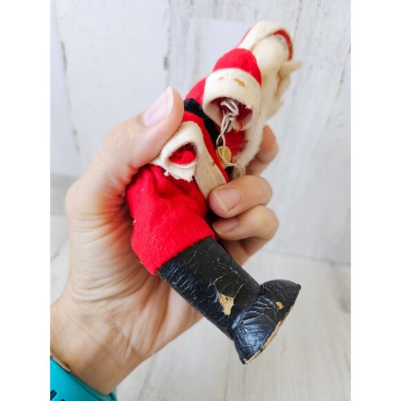 Antique cardboard felt Santa composition metal jointed figurine Xmas tree - Picture 8 of 10